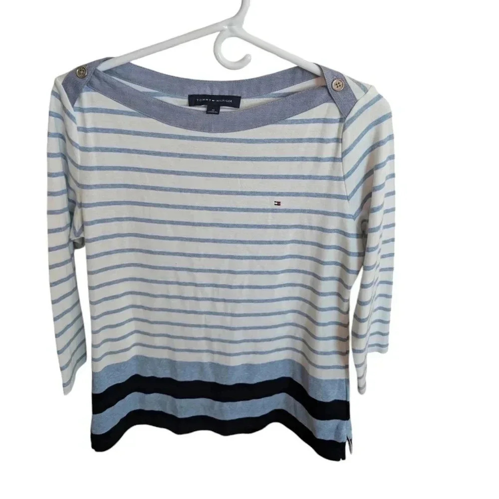 NWOT Women's Tommy Hilfiger Stripe Boatneck Sweater SZ M